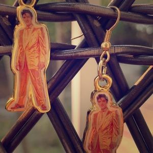 Gold plated detailed Elvis Presley earrings